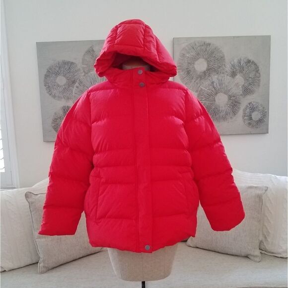 Eileen Fisher Quilted Nylon Hooded Down Puffer LP - Picture 3 of 8